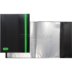 Папка с вкладышами 20 л. A4 500 мкм 15 мм "MonoChrome" непрозрачная черная с неоновым зеленым