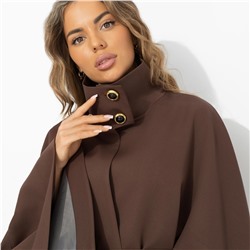 Жакет‑кейп на подкладе, Дикое притяжение (с поясом, брауни)