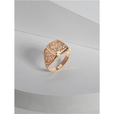 Печатка мужская из золочёного серебра с фианитами Герб 925 пробы 1-123з