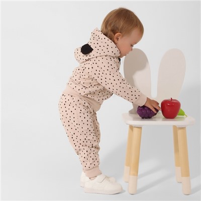 Набор детский (джемпер на молнии и брюки) «Крошка Я. Киса», рост 62-68 см, бежевый