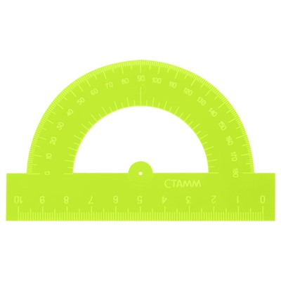 Транспортир 180 градусов 10 см прозрачный, неоновые цвета, ассорти ТР21 Стамм