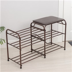 УЦЕНКА Подставка для обуви с сиденьем «Дубль», 3 полки, медный антик
