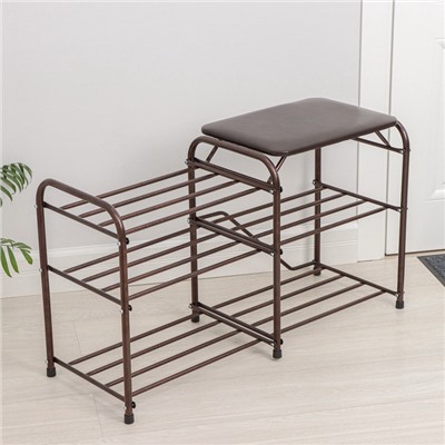 УЦЕНКА Подставка для обуви с сиденьем «Дубль», 3 полки, медный антик