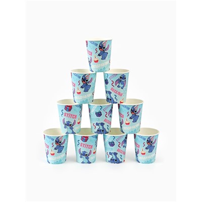 Посуда одноразовая бумажная на 10 персон: стаканы, тарелки, скатерть, Стич