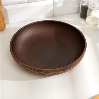 Салатник «Орнамент», 1 л, 5×21 см, красная глина