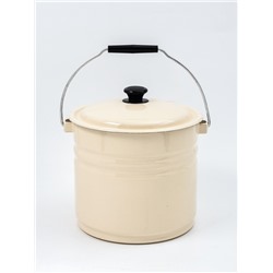 УЦЕНКА Ведро эмалированное, 10 л, без декора, с крышкой и ручкой, слоновое