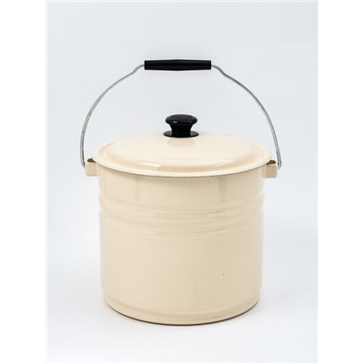 УЦЕНКА Ведро эмалированное, 10 л, без декора, с крышкой и ручкой, слоновое