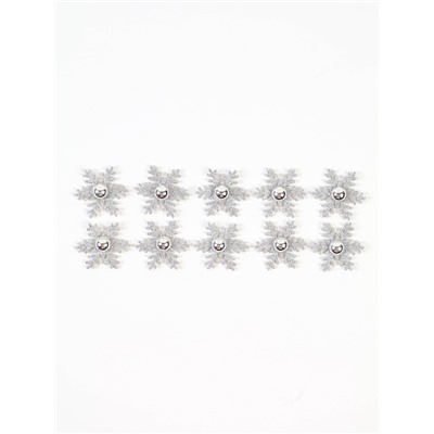 Новогодний набор для декора «Снежинки» цвет серебро, 3×3 см, набор 10 шт.