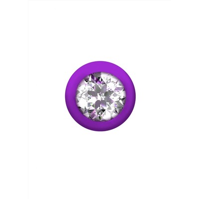 Фиолетовая анальная цепочка с кристаллом Buddy - 17,7 см.