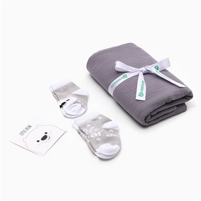 Набор для новорожденного «Крошка Я. Мой медвежонок», пелёнка 100×130 см, носочки 8-10 см