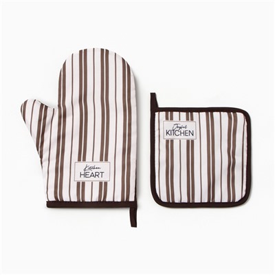 Набор кухонный «Kitchen» варежка-прихватка 20×27 см, прихватка 17×17 см 100% п/э
