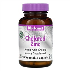 Bluebonnet Nutrition, цинк в хелатной форме, 90 растительных капсул