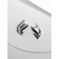 Кольцо из серебра с гранатом и чёрной шпинелью родированное 925 пробы 1-533рч40416