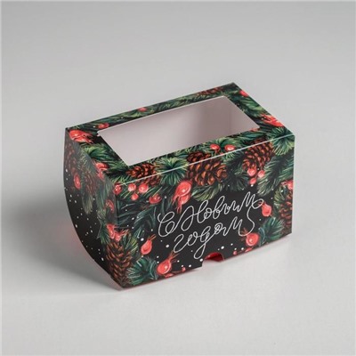 Коробка для капкейков «С Новым годом!» 10×16×10 см