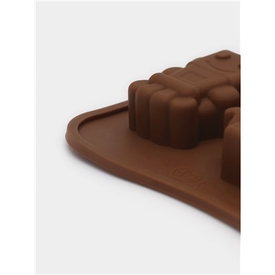 Форма для шоколада Доляна «Роботы», силикон, 21×11×1.5 см, 12 ячеек, коричневая