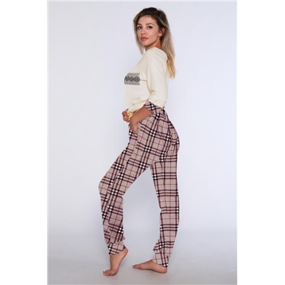 Женский домашний костюм с брюками 66 (Розовый)