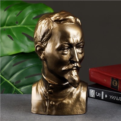 Бюст «Дзержинский», гипс, фигурка под бронзу, 12×22×8 см