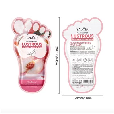 SADOER Пилинг носочки, маска для ног отшелушивающая с экстрактом персика Soften Exfoliation