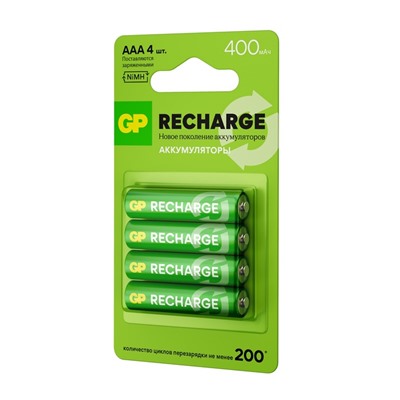 Аккумулятор GP, Ni-Mh, AAA, HR03-2BL, 1.2 В, 400 мАч, блистер, 4 шт.