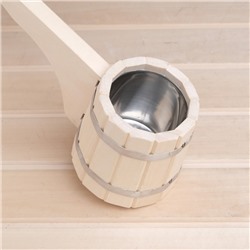 Ковш - черпак для бани и сауны «Емеля», 500 мл, липа, нержавеющая вставка, 42 см, «Добропаровъ»