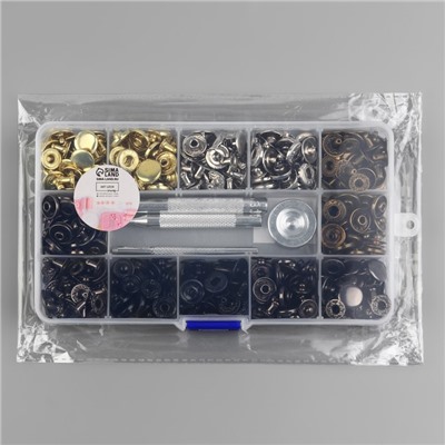 Кнопки установочные, Альфа (S-образные), d=12.5 мм, 120 шт., с установщиком, в органайзере, разноцветные