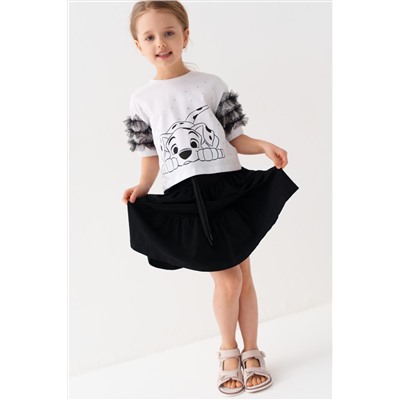 Комплект трикотажный для девочек: джемпер (футболка), юбка PLAYTODAY, 1240019