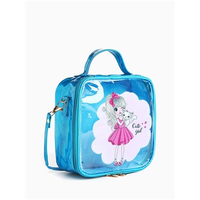 Сумка детская для девочки на молнии, голубая