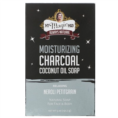 My Magic Mud, Moisturizing Charcoal, Coconut Oil Soap, Relaxing Neroli Petitgrain, 5 oz (141.7 g)