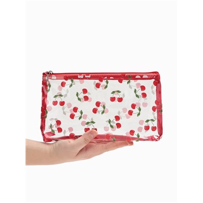 Косметичка женская Cherries, для бассейна, прямоугольная, прозрачная