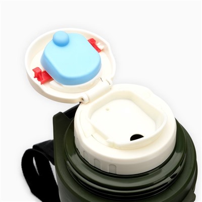 Термос «Тропа. Камуфляж», 2 л, 13.5×36 см, с двумя кружками, с ремешком, сохраняет тепло 24 ч, нержавеющая сталь, зелёный