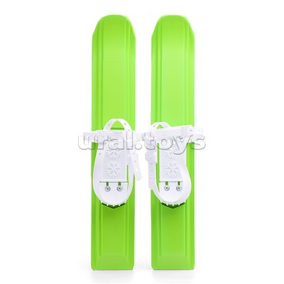 Игровые мини-лыжи "Юниор" салатовые (игрушка детская) 47 см, крепление мягкое пластиковое (в сетке)