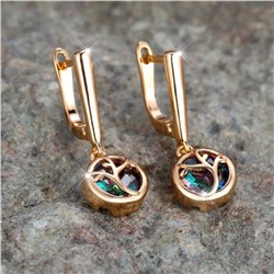 Серьги висячие с камнями, покрытие позолота 585 пробы,H0478, арт.212.026