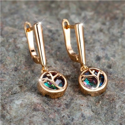 Серьги висячие с камнями, покрытие позолота 585 пробы,H0478, арт.212.026