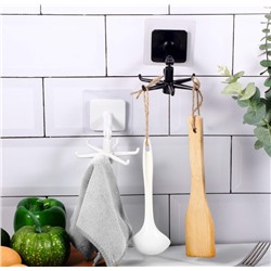 Крючок складной вращающийся самоклеющийся / HJ006black /уп 200/ черный