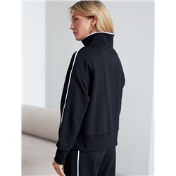 Джемпер с воротом на молнии и лампасами из футера двухнитки с эластаном