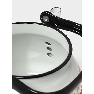 Чайник эмалированный «Астры», 3 л, металлическая ручка, белый