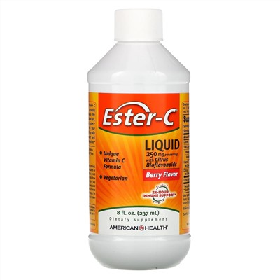 American Health, Ester-C в жидкой форме с биофлавоноидами цитрусовых, ягодный вкус, 250 мг, 237 мл (8 жидк. унций)