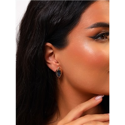 Серьги с крупным камнем ювелирная бижутерия коллекция "Дубай" покрытие: позолота, вставка: фианиты, цвет: мистик, арт.314.377