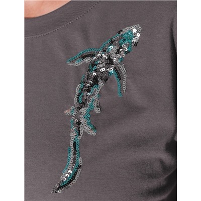 Нарядная футболка с принтом фольгой из премиального хлопка с эластаном