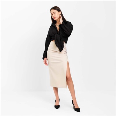 Юбка миди со сборкой женская MIST: Classic Collection, размер 48, бежевая