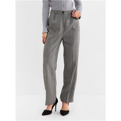 Брюки женские с защипами MINAKU: Modern classic, тёмно-серые, размер 44