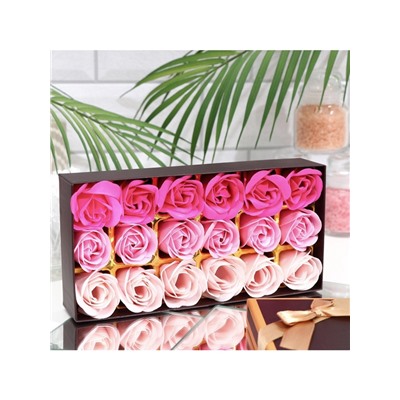 Мыльные розочки, цветные оттенки, набор 18 шт.