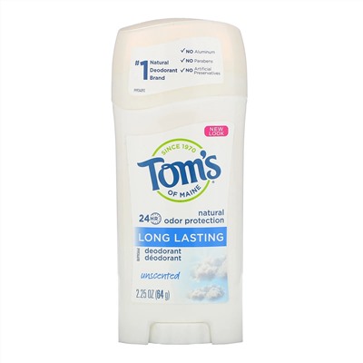 Tom's of Maine, натуральный дезодорант длительного действия, без запаха, 64 г (2,25 унции)