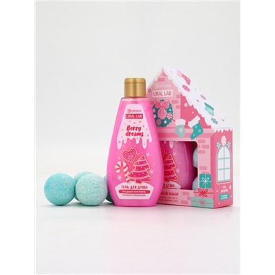 Подарочный набор новогодний: гель для душа 200 мл и бомбочки для ванны 4 шт. × 40 г, URAL LAB