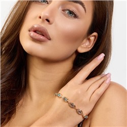 Браслет на руку ювелирная бижутерия коллекция "Дубай", вставка: фианиты, цвет: голубой, арт.414.094