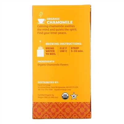 Equal Exchange, Organic Chamomile Herbal Tea, Caffeine Free, 20 Tea Bags, 0.85 oz (24 g)