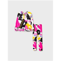 Термокомплект трикот. для девочек: фуфайка (футболка) с длин. рук, брюки