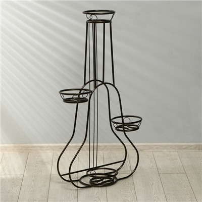 Подставка для цветов, напольная, на 4 горшка, d=14 см, бронзовая, «Гитара»