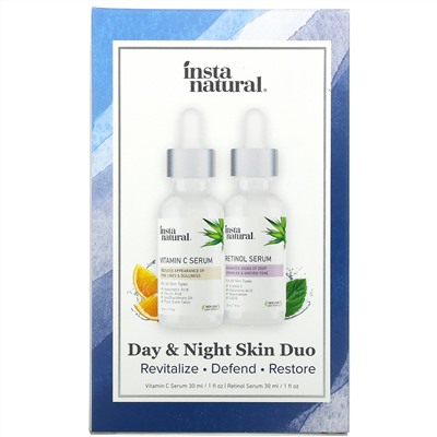 InstaNatural, Day & Night Skin Duo, средства для дневного и ночного ухода за кожей, 2 флакона по 30 мл (1 унции) каждый