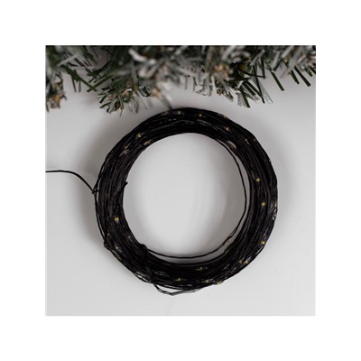 Гирлянда «Нить» 20 м роса, IP20, чёрная нить, 200 LED, свечение тёплое белое, 12 В